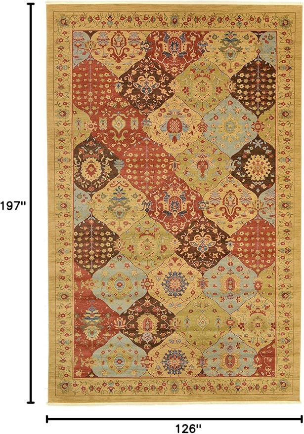 Unique Loom Edinburgh Collection Area Rug - Tulip (10' 6" x 16' 5" Rectangle Tan/Red)