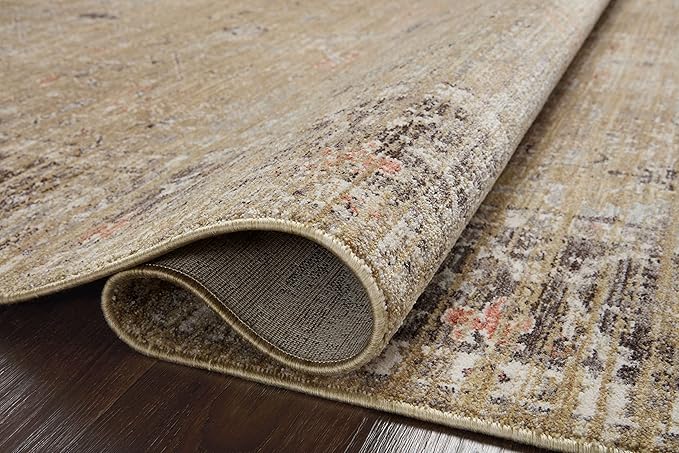 Loloi Magnolia Home by Joanna Gaines Millie Collection MIE-03 Gold/Charcoal 2'-7" x 8'-0", .25" Pile Height, Runner Rug