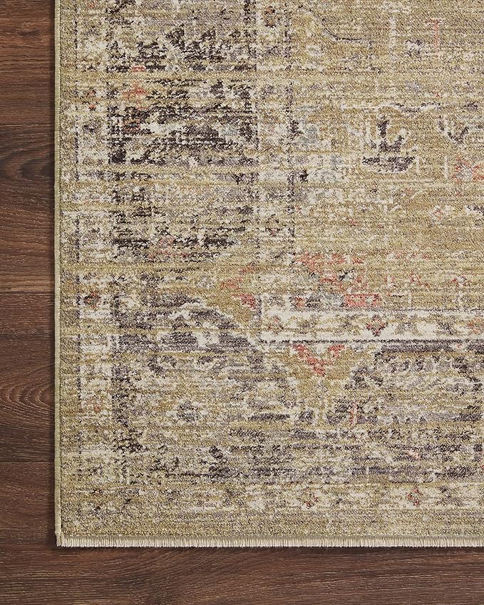 Loloi Magnolia Home by Joanna Gaines Millie Collection MIE-03 Gold/Charcoal 2'-7" x 8'-0", .25" Pile Height, Runner Rug