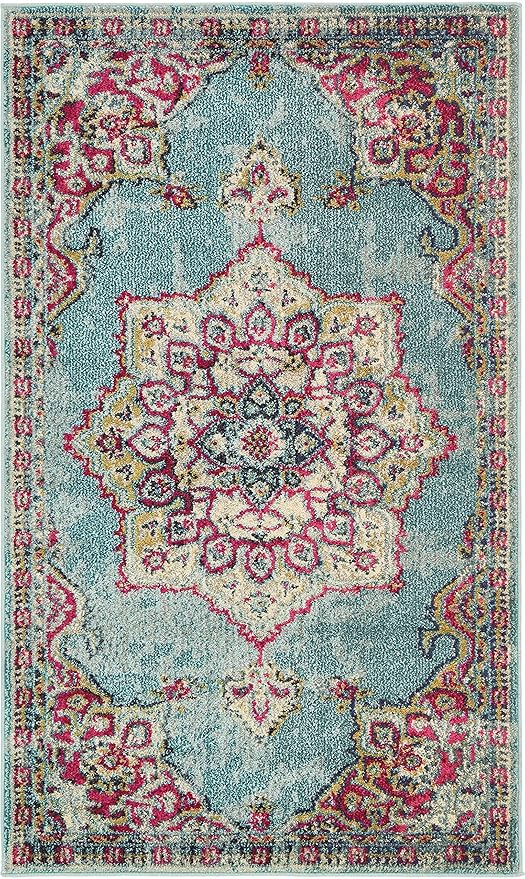 Unique Loom Medici Collection Floral Medallion Traditional Vintage Light Blue Area Rug (3' 3 x 5' 3)