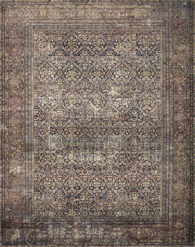 Loloi Amber Lewis Morgan Collection MOG-03 Denim/Multi 9'-6" x 13'-6" 38" Thick Area Rug feat. CloudPile, Neutral, Room Décor, Vintage Inspired, Livingroom, Bedroom, Dining Area