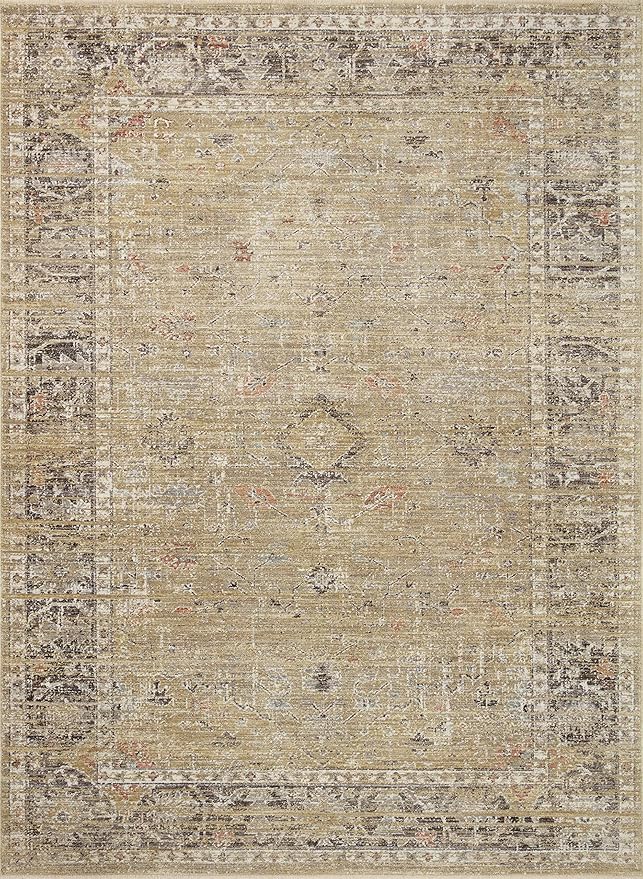 Loloi Magnolia Home by Joanna Gaines Millie Collection MIE-03 Gold/Charcoal 3'-6" x 5'-6", .25" Pile Height, Accent Rug