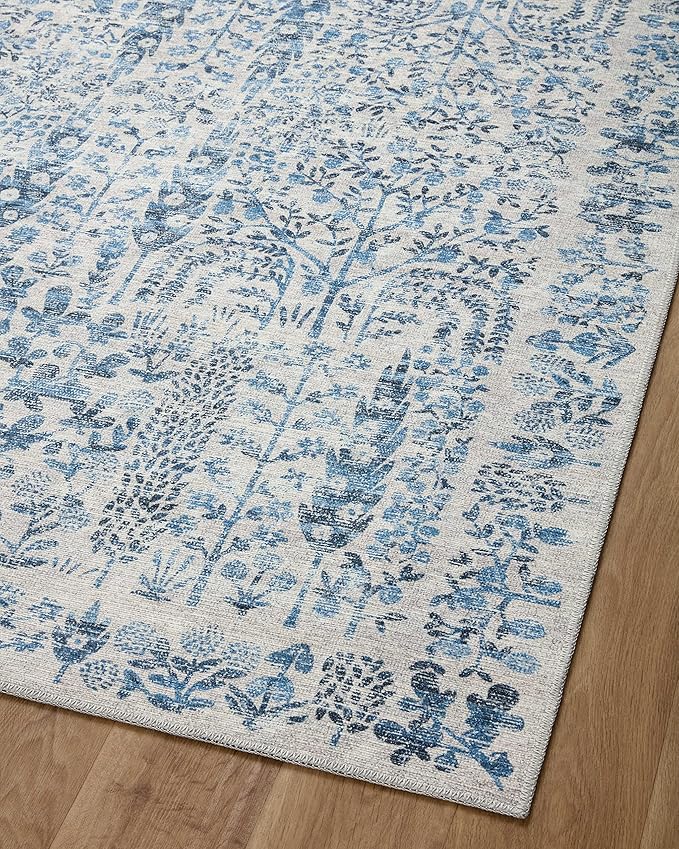 Loloi Rifle Paper Co. Maison Collection MAO-07 Blue 2'-0" x 5'-0", .19" Pile Height, Accent Rug