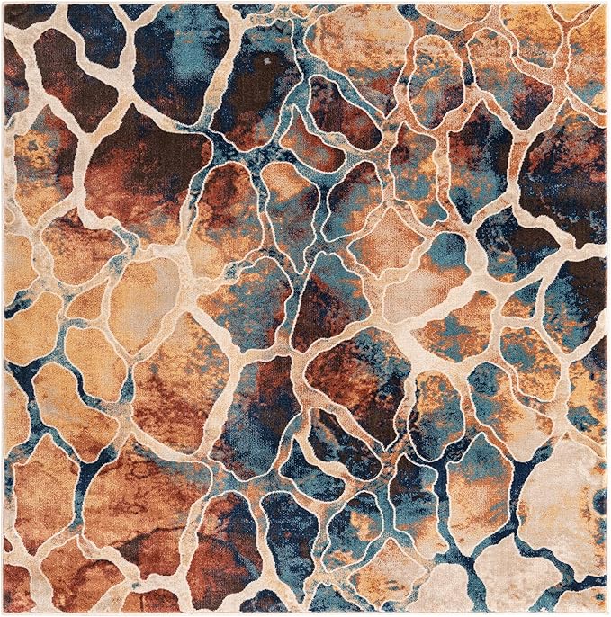 Unique Loom Mystic Collection Area Rug - Fitz Roy (5' 3" Square, Brick Red/ Brown)