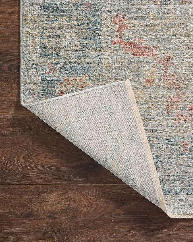 Loloi Magnolia Home by Joanna Gaines Millie Collection MIE-04 Slate/Multi 7'-10" x 7'-10", .25" Pile Height, Round Area Rug