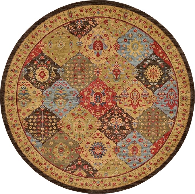 Unique Loom Edinburgh Collection Area Rug - Tulip (12' 2" Round Multi/Tan)