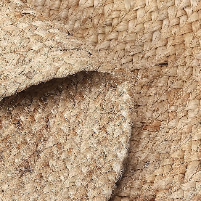 REDEARTH · Round Area Rug - 4 Feet Braided Natural Jute with Non-Skid Backing - Handwoven Boho Rug for Bedroom, Kitchen, Living Room Aesthetic Home Decor - Durable Handmade Rug, Set of 2, Set of 2