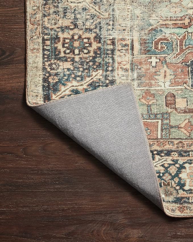 Loloi Margot Collection MAT-02 Terracotta/Lagoon 3'-6" x 5'-6" Accent Rug feat. CloudPile, No-Shed Easy Clean Large Patterned Area Rug for Living Room, Bedroom, Dining Area