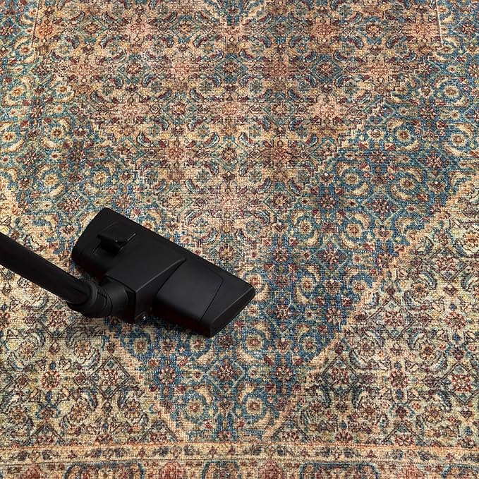 Keen Home Design 8x10 Rug - Machine Washable Area Rug with Non-Slip Backing, Ideal for Living Room, Dining Room, Bedroom - Vintage, Easy Clean, Durable, Low Pile Rug - (8' x 10')