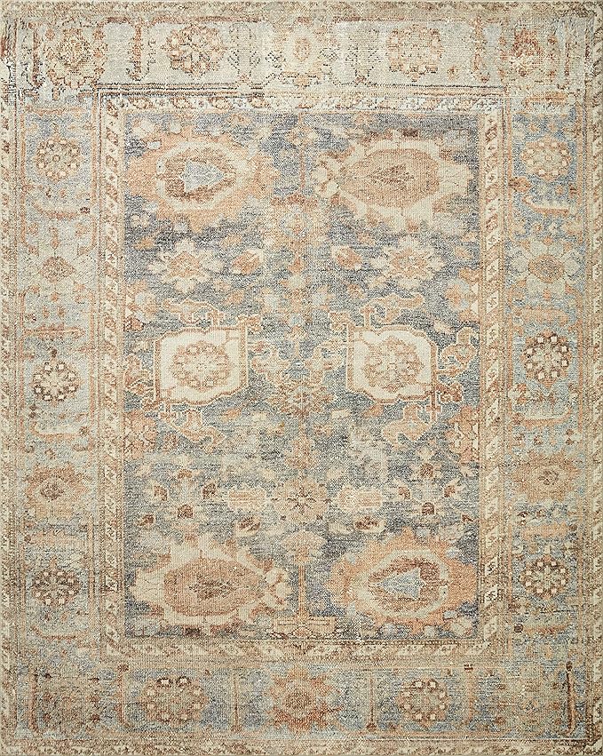 Loloi Margot Collection MAT-03 Ocean/Spice 2'-0" x 5'-0" Accent Rug feat. CloudPile, No-Shed Easy Clean Large Patterned Area Rug for Living Room, Bedroom, Dining Area