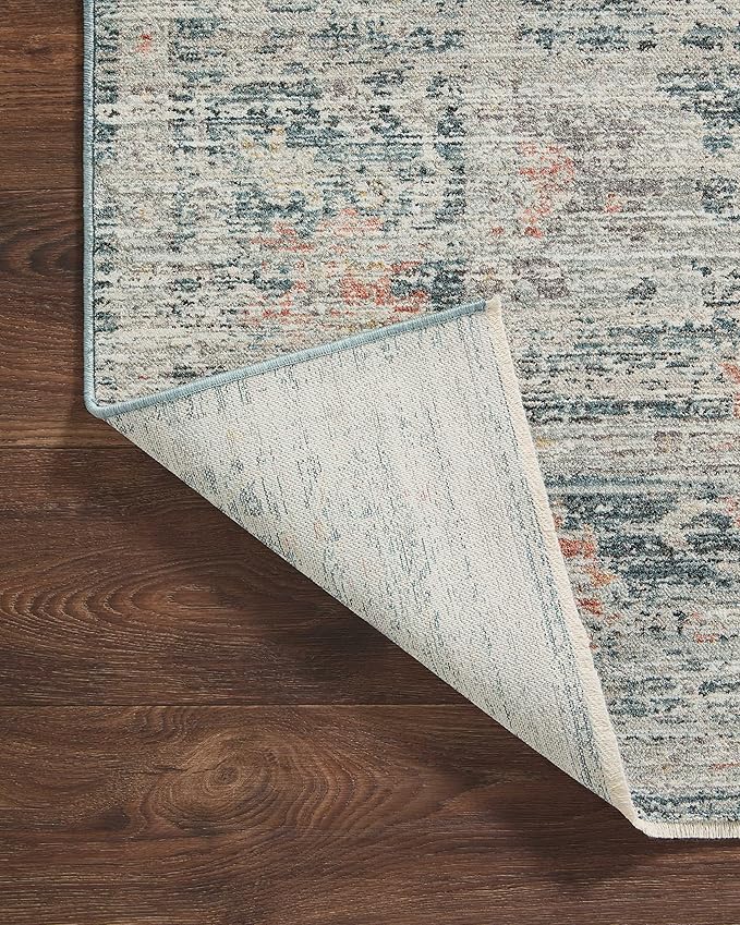 Loloi Magnolia Home by Joanna Gaines Millie Collection MIE-01 Blue/Multi 3'-6" x 5'-6", .25" Pile Height, Accent Rug