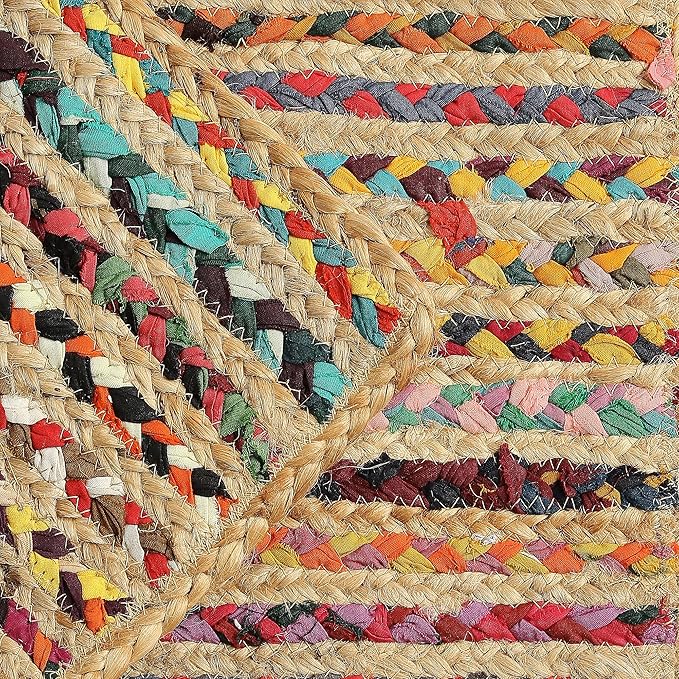REDEARTH · Jute Cotton Chindi Area Rug - 2'x3' Rectangular Rug, Handwoven, Non-Shedding, Soft & Durable – Multi Tones for Home Décor in Living Room, Dining Room, Bedroom