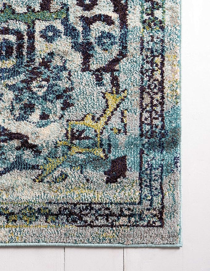 Unique Loom Medici Collection Traditional Medallion Floral Vintage Blue Area Rug (5' 0 x 8' 0)