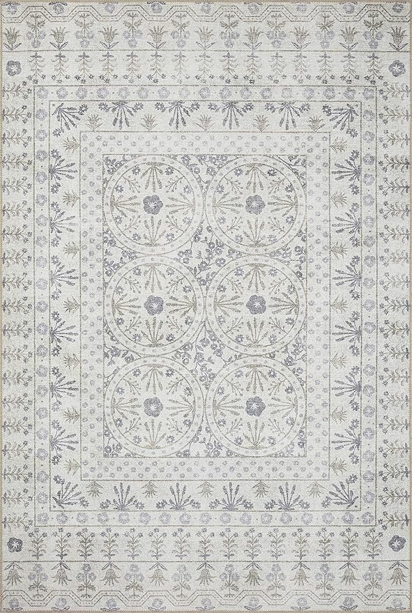 Loloi Rifle Paper Co. Maison Collection MAO-03 Rosette Ivory 3'-0" x 3'-0" Round, .19" Pile Height, Accent Rug