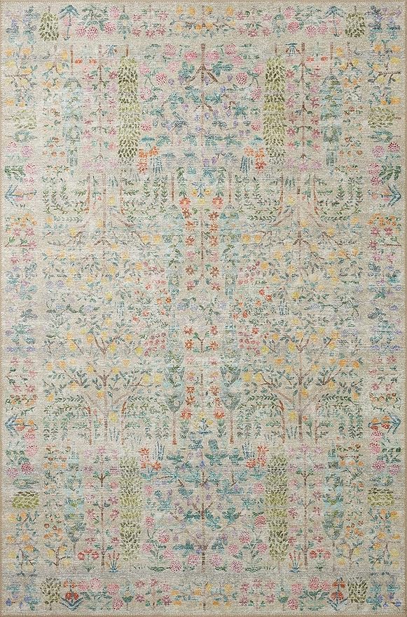 Loloi Rifle Paper Co. Maison Collection MAO-07 Khaki 7'-6" x 9'-6", .19" Pile Height, Area Rug