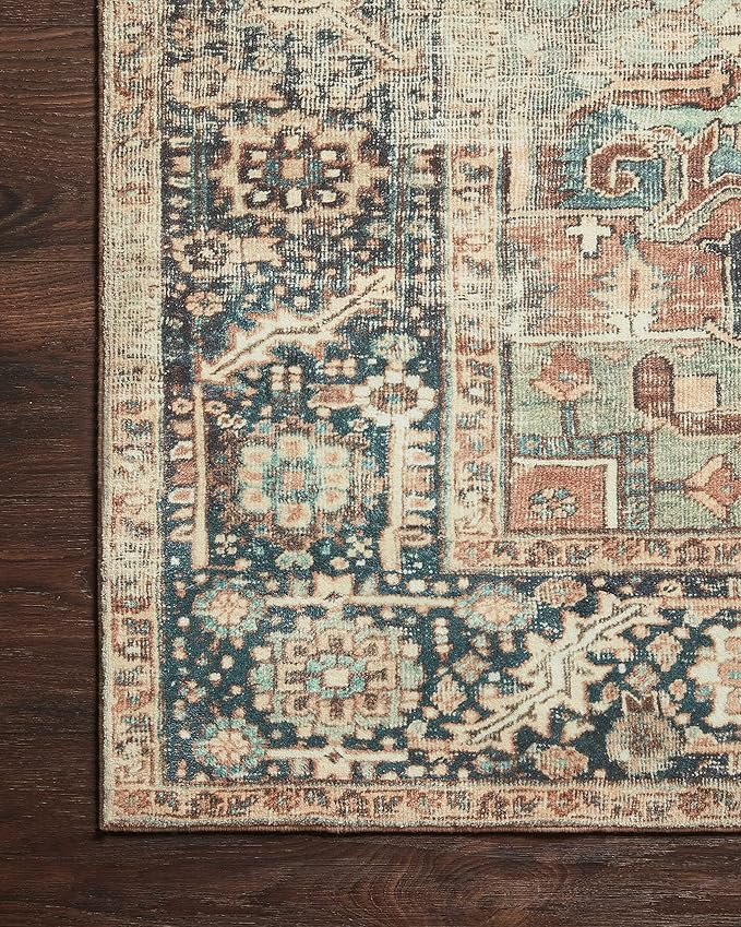 Loloi Margot Collection MAT-02 Terracotta/Lagoon 3'-6" x 5'-6" Accent Rug feat. CloudPile, No-Shed Easy Clean Large Patterned Area Rug for Living Room, Bedroom, Dining Area