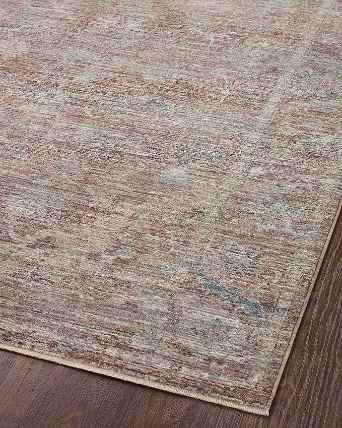 Loloi Magnolia Home by Joanna Gaines Millie Collection MIE-04 Brick/Fog 9'-6" x 9'-6", .25" Pile Height, Round Area Rug
