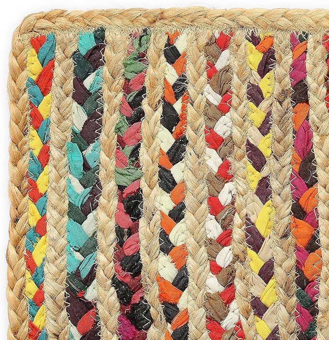 REDEARTH · Jute Cotton Chindi Area Rug - 2'x3' Rectangular Rug, Handwoven, Non-Shedding, Soft & Durable – Multi Tones for Home Décor in Living Room, Dining Room, Bedroom