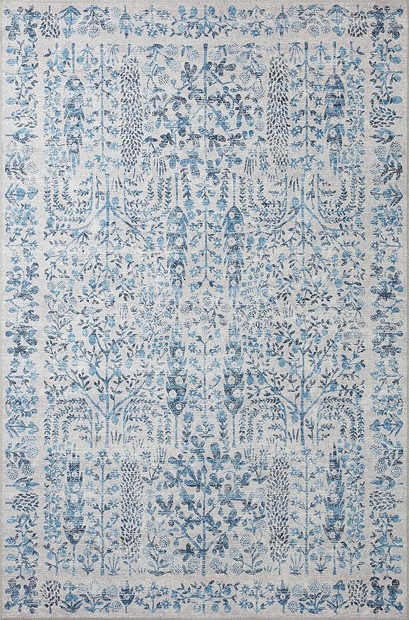 Loloi Rifle Paper Co. Maison Collection MAO-07 Blue 2'-0" x 5'-0", .19" Pile Height, Accent Rug