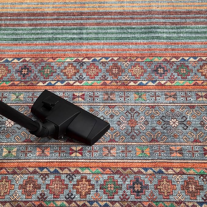 Keen Home Design 6x9 Rug - Machine Washable Area Rug with Non-Slip Backing, Ideal for Living Room, Dining Room, Bedroom - Vintage, Easy Clean, Durable, Low Pile Rug - (6' x 9')