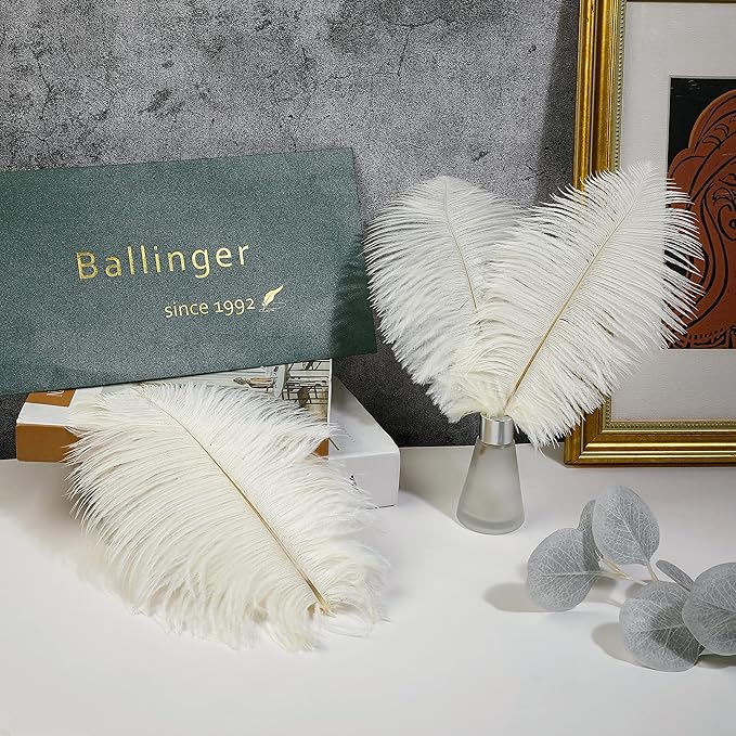 Ballinger Beige Ostrich Feathers Bulk - 24pcs 12-14inch Cream Feathers for Vase,Wedding Party Centerpieces and Home Decor