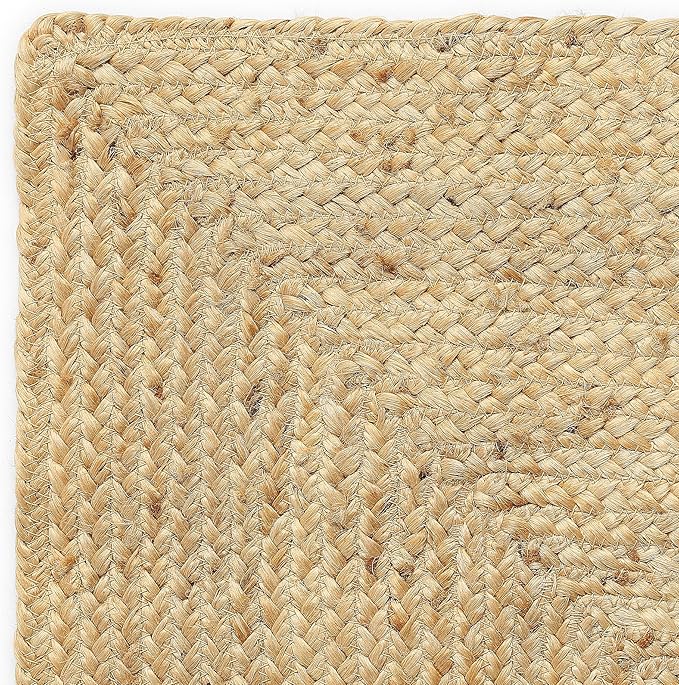 REDEARTH · Rectangular Area Rug - 2'x3' Braided Natural Jute with Non-Skid Backing - Handwoven Boho Rug for Bedroom, Kitchen, Living Room - Farmhouse Aesthetic Home Decor - Durable Handmade Rug