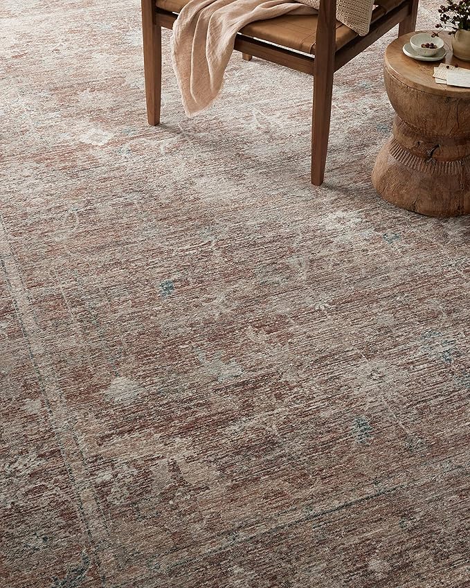Loloi Magnolia Home by Joanna Gaines Millie Collection MIE-04 Brick/Fog 3'-6" x 5'-6", .25" Pile Height, Accent Rug