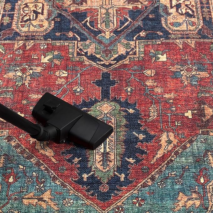 Keen Home Design 6x9 Rug - Machine Washable Area Rug with Non-Slip Backing, Ideal for Living Room, Dining Room, Bedroom - Vintage, Easy Clean, Durable, Low Pile Rug - (6' x 9')