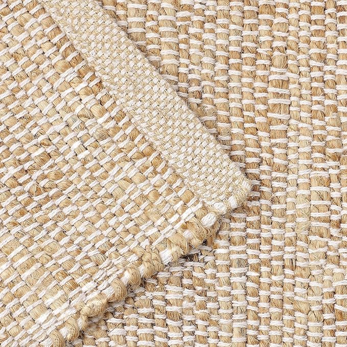 REDEARTH · Jute Cotton Area Rug, Sustainable Handwoven, Non-Shedding, Soft & Durable – Reversible, Neutral Tones for Home Décor in Living Room, Dining Room, Bedroom (Arden Natural, 5'x8')