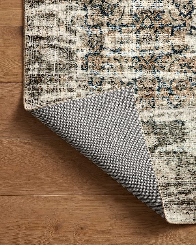 Loloi Amber Lewis Morgan Collection MOG-02 Navy/Sand 2'-0" x 5'-0" Accent Rug, Neutral Area Rug for Room Décor, Vintage Rug Inspired, Soft Area Rug for Living Room, Bedroom, Dining Area