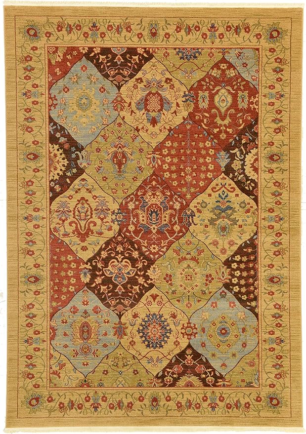 Unique Loom Edinburgh Collection Area Rug - Tulip (7' 1" x 10' Rectangle Tan/Red)