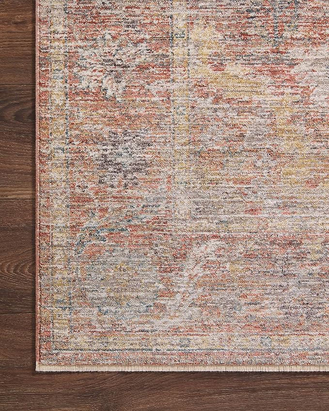 Loloi Magnolia Home by Joanna Gaines Millie Collection MIE-04 Sunset/Multi 9'-6" x 9'-6", .25" Pile Height, Round Area Rug