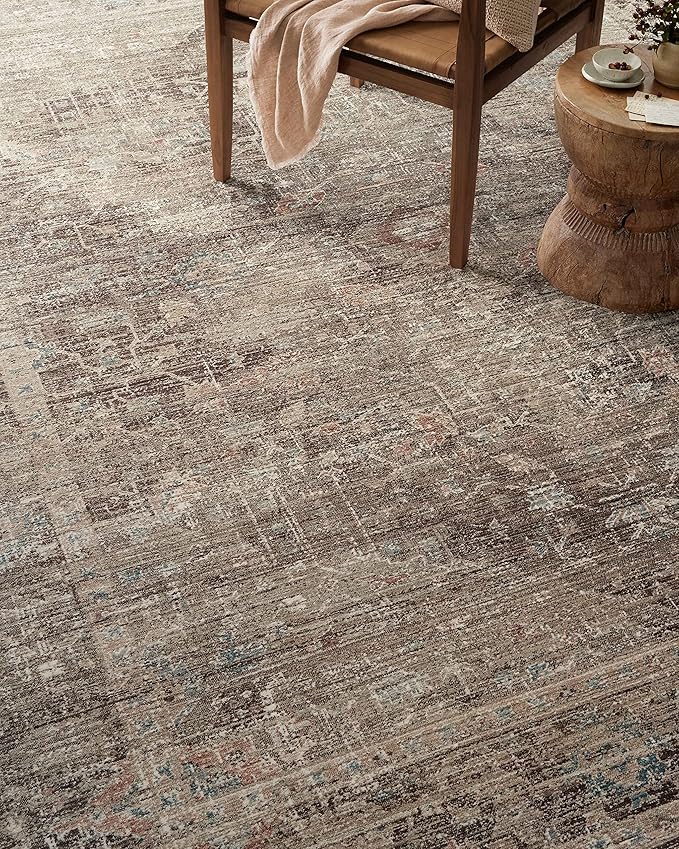Loloi Magnolia Home by Joanna Gaines Millie Collection MIE-03 Charcoal/Dove 5'-3" x 7'-6", .25" Pile Height, Area Rug