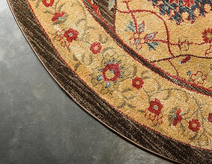Unique Loom Edinburgh Collection Area Rug - Tulip (12' 2" Round Multi/Tan)