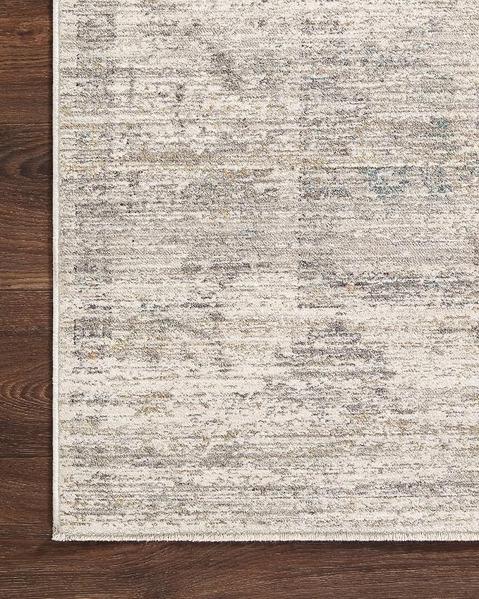 Loloi Magnolia Home by Joanna Gaines Millie Collection MIE-01 Silver/Dove 9'-6" x 9'-6", .25" Pile Height, Round Area Rug