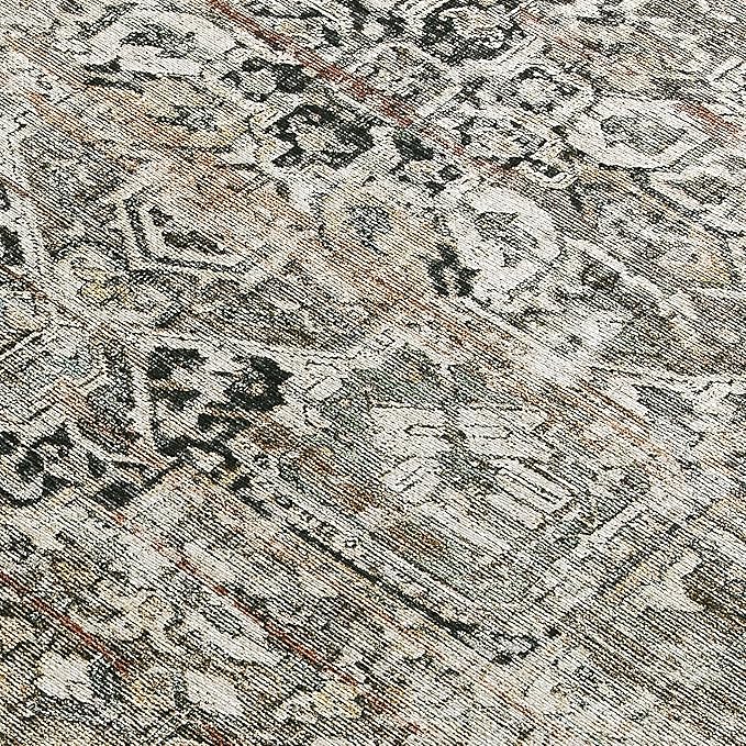 ReaLife Rugs Machine Washable Area Rug Runner - Living Room Bedroom Bathroom Kitchen Entryway Office - Padded Low Pile Stain Resistant Premium - Boho Farmhouse Vintage - Lyle - Brown 2'6" x 8'