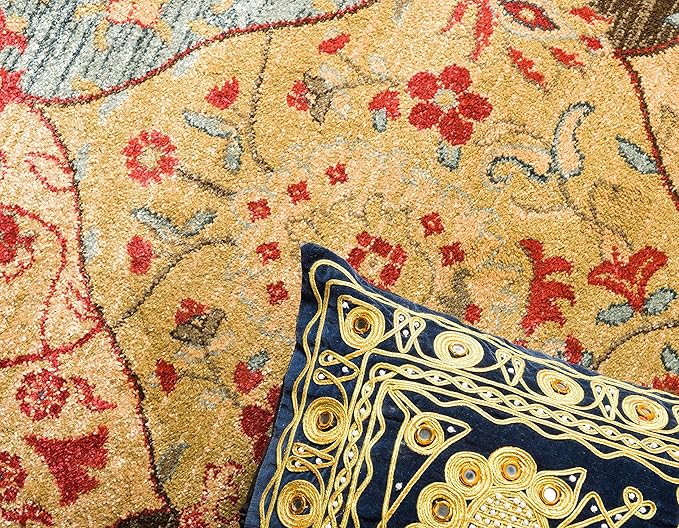 Unique Loom Edinburgh Collection Area Rug - Tulip (12' 2" Round Multi/Tan)