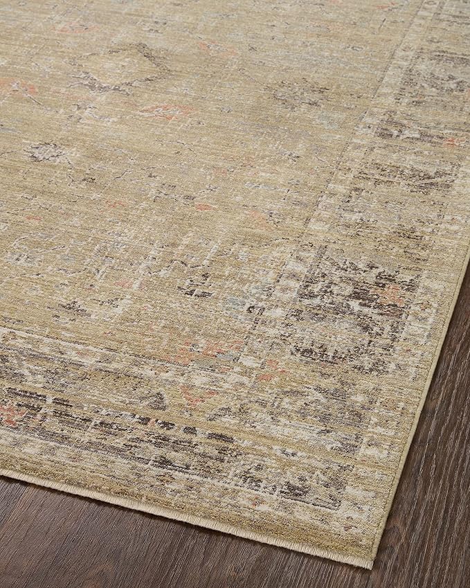 Loloi Magnolia Home by Joanna Gaines Millie Collection MIE-03 Gold/Charcoal 2'-7" x 12'-0", .25" Pile Height, Runner Rug