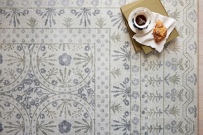 Loloi Rifle Paper Co. Maison Collection MAO-03 Rosette Ivory 2'-0" x 5'-0", .19" Pile Height, Accent Rug