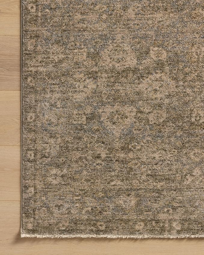 Loloi Magnolia Home by Joanna Gaines Junie Collection JUE-06 Lagoon/Natural 5'-3" x 5'-3", .38" Pile Height, Round Area Rug