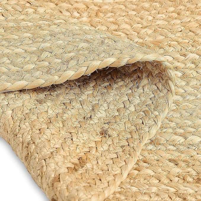 REDEARTH · Oval Area Rug - 2'x3' Braided Natural Jute with Non-Skid Backing - Handwoven Boho Rug for Bedroom, Kitchen, Living Room - Farmhouse Aesthetic Home Decor - Durable Handmade Rug