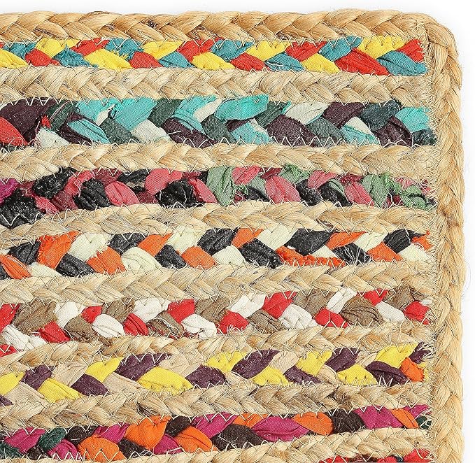 REDEARTH · Jute Cotton Chindi Area Rug - 2'x3' Rectangular Rug, Handwoven, Non-Shedding, Soft & Durable – Multi Tones for Home Décor in Living Room, Dining Room, Bedroom, Set of 2