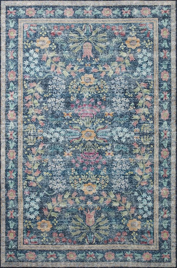 Loloi Rifle Paper Co. Maison Collection MAO-06 Blue/Multi 2'-6" x 7'-6", .19" Pile Height, Runner Rug