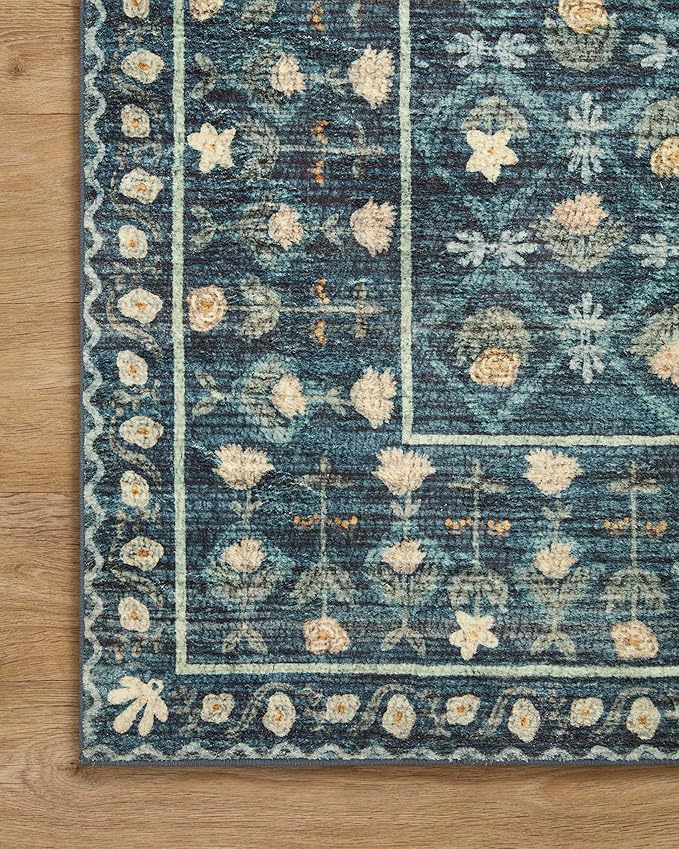 Loloi Rifle Paper Co. Eden Collection EDE-03 Lattice Indigo 2'-6" x 11'-6" Runner Rug feat. CloudPile™