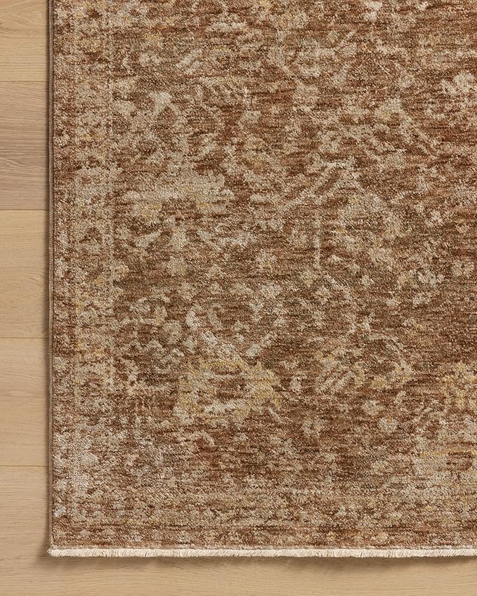 Loloi Magnolia Home by Joanna Gaines Junie Collection JUE-01 Clay/Natural 5'-3" x 5'-3", .38" Pile Height, Round Area Rug
