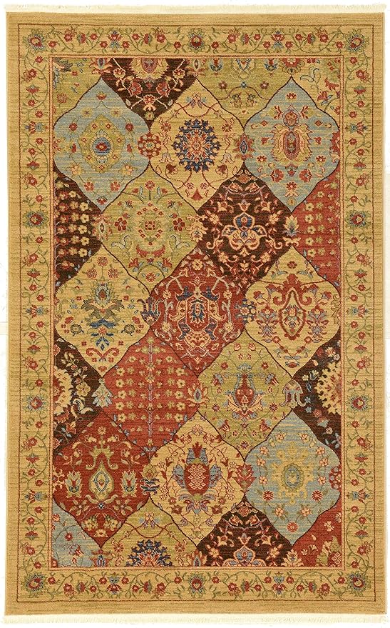 Unique Loom Edinburgh Collection Area Rug - Tulip (5' 1" x 8' Rectangle Tan/Red)
