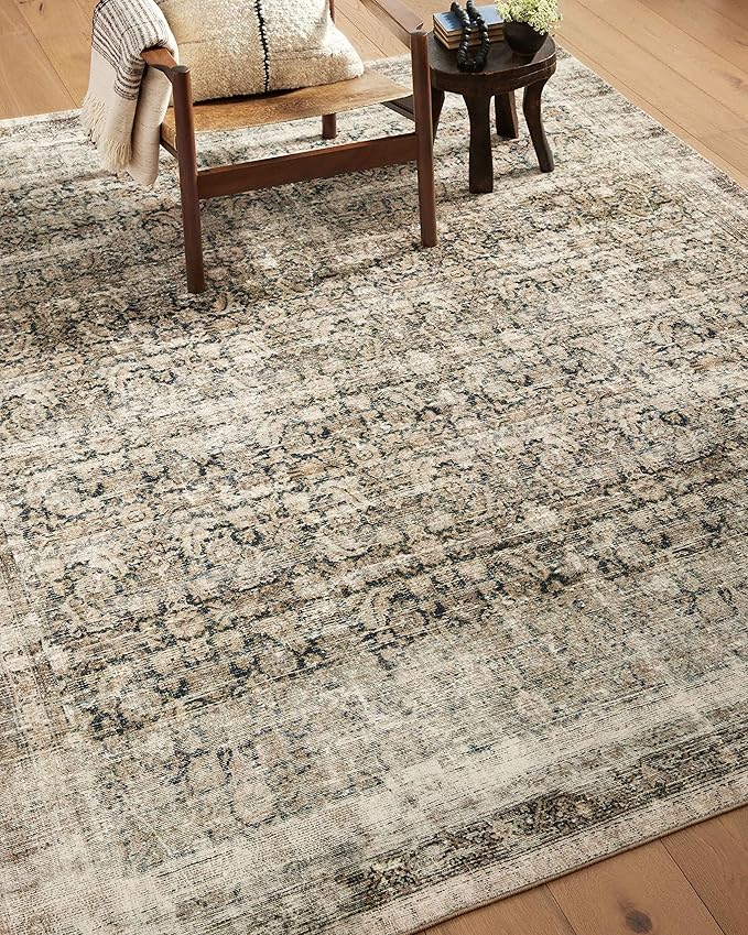 Loloi Amber Lewis Morgan Collection MOG-02 Navy/Sand 2'-0" x 5'-0" Accent Rug, Neutral Area Rug for Room Décor, Vintage Rug Inspired, Soft Area Rug for Living Room, Bedroom, Dining Area