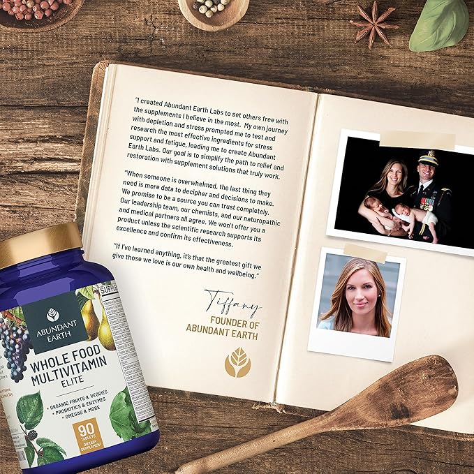 Whole Food Multivitamin for Women, Daily Multi Vitamins Supplements for Men/Mens Multivitamins + B Complex, Probiotic Multi Enzyme, Omegas for Organic Energy, Mood, Digestion 90ct