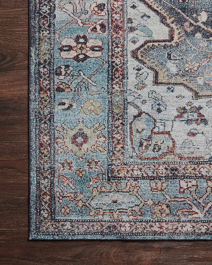 Loloi Margot Collection MAT-05 Ocean/Brick 2'-0" x 5'-0" Accent Rug feat. CloudPile, No-Shed Easy Clean Large Patterned Area Rug for Living Room, Bedroom, Dining Area