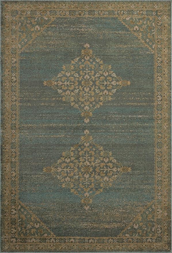 Loloi Magnolia Home by Joanna Gaines Mona Collection MOA-04 Aqua/Wheat 2'-6" x 8'-0" Runner Rug